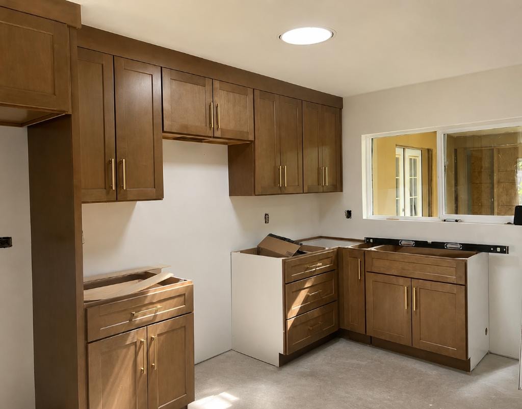Custom cabinet installation in progress by TCB Interiors